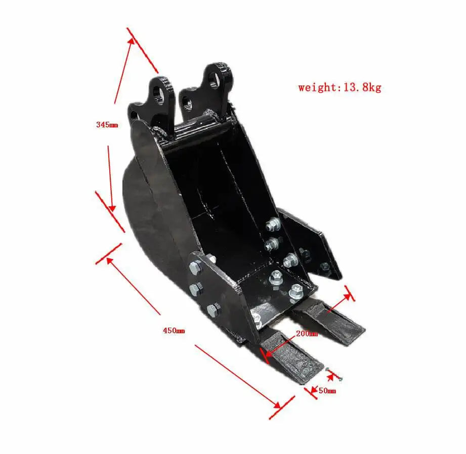 200mm Narrow Bucket Attachment for TYPHON Mini Excavators USA - 0