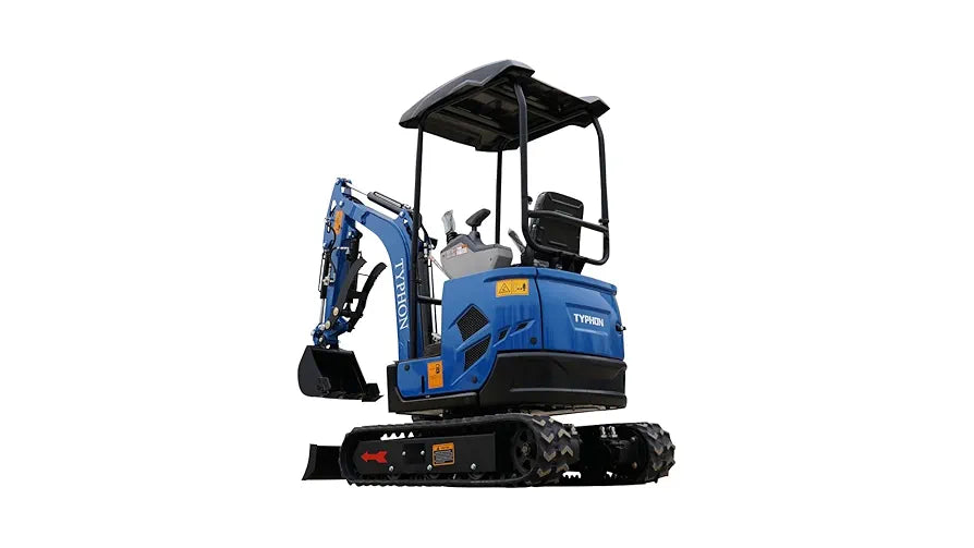 TYPHON Terror XVII Lux Mini Excavator – 1.7 Ton Trench Digger with Boom Swing, Canopy, 400mm Wide Bucket – Mini Excavator Machine for Garden, Farms, Parks, Roads