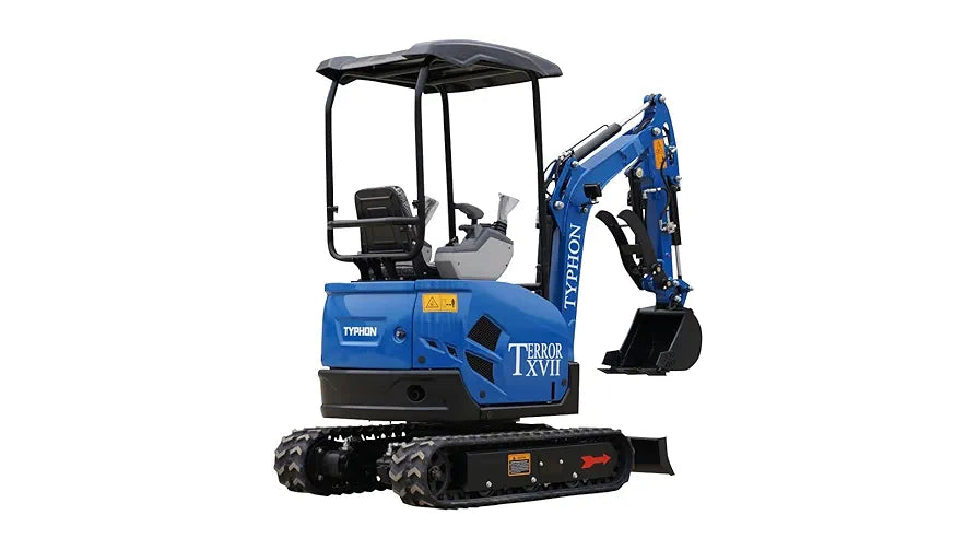 TYPHON Terror XVII Lux Mini Excavator – 1.7 Ton Trench Digger with Boom Swing, Canopy, 400mm Wide Bucket – Mini Excavator Machine for Garden, Farms, Parks, Roads