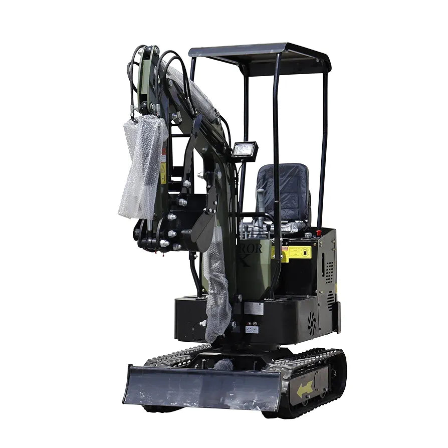 TYPHON Terror X Storm Mini Excavator – 1 Ton Trench Digger with Canopy, Wide Bucket – Mini Excavator Machine for Garden, Farms, Parks, Roads – Ideal for Digging, Drilling, Bull-Dozing