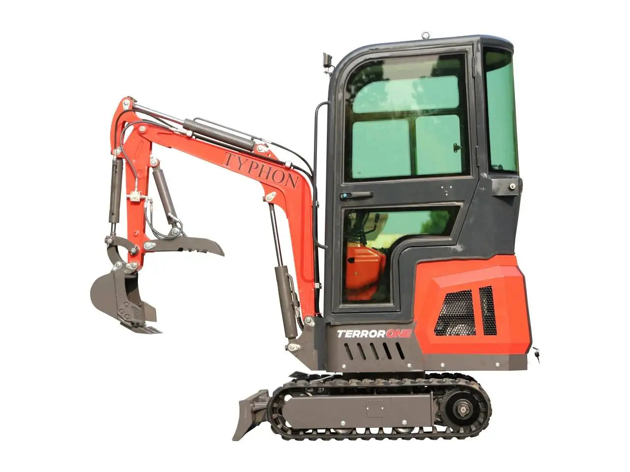 TYPHON TERROR ONE Mini Excavator – 1.1 Ton Trench Digger with Cabin, Hydraulic Thumb Clip, Hydraulic Oil Cooler, 13.5hp B&S Engine USA - 0