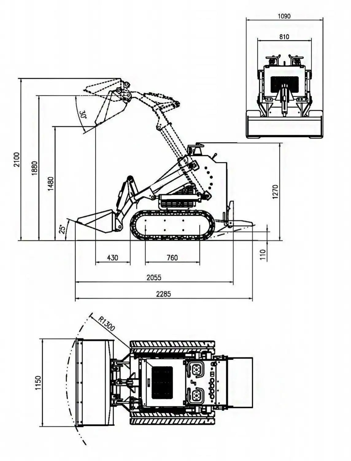 Skid Steer Loader Tracked 22.1 HP Honda EPA Gasoline Engine for Gardens, Farming