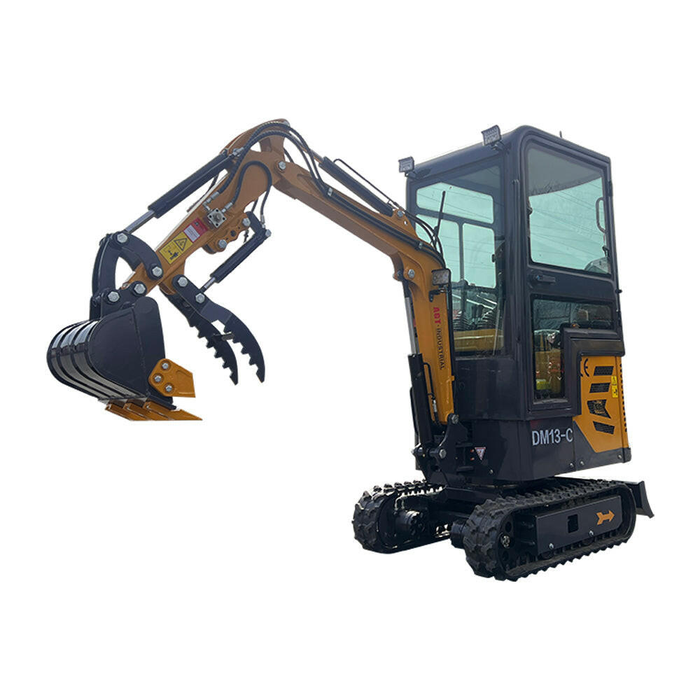 1 Ton, B&S Engine Mini Small Cab Excavator w/ Hydraulic Thumb & Swing Boom | AGT-DM13-C - 0