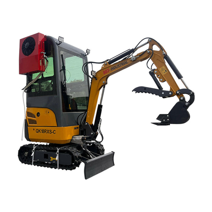 1-ton, Rato Engine Mini Excavator w/Air Conditioning & Enclosed Cab & Side Swing & Hydraulic Thumnb | AGT-QK18RXS-C