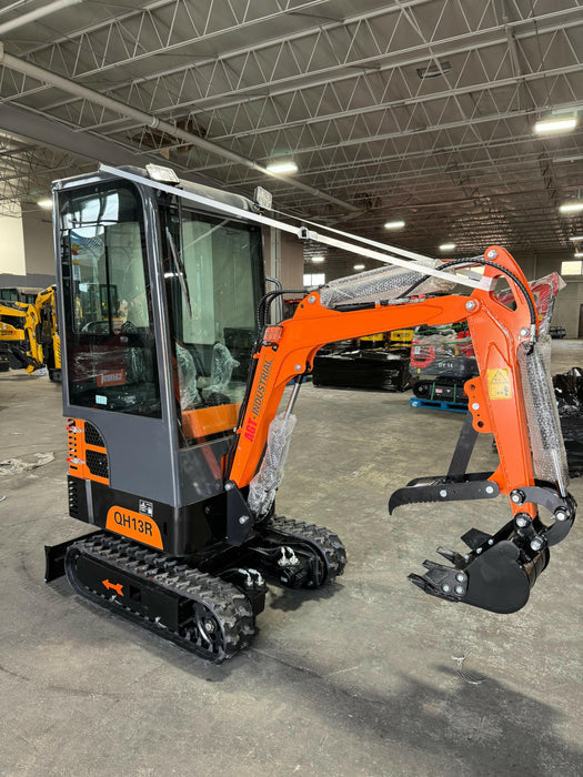 1 Ton, R420D Gasoline Mini Excavator w/ Enclosed Cab | QH13R
