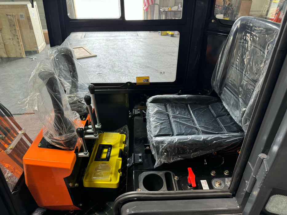 1 Ton, R420D Gasoline Mini Excavator w/ Enclosed Cab | QH13R