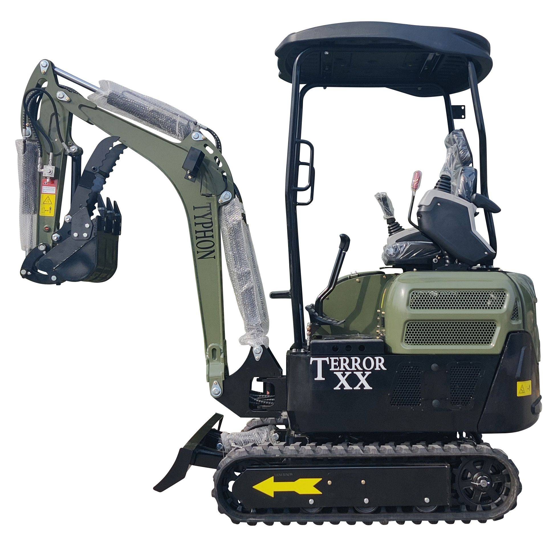 2025 4,000 lb Green TYPHON TERROR XX Mini Excavator Rubber Track with Kubota D902 Diesel Engine USA - 0