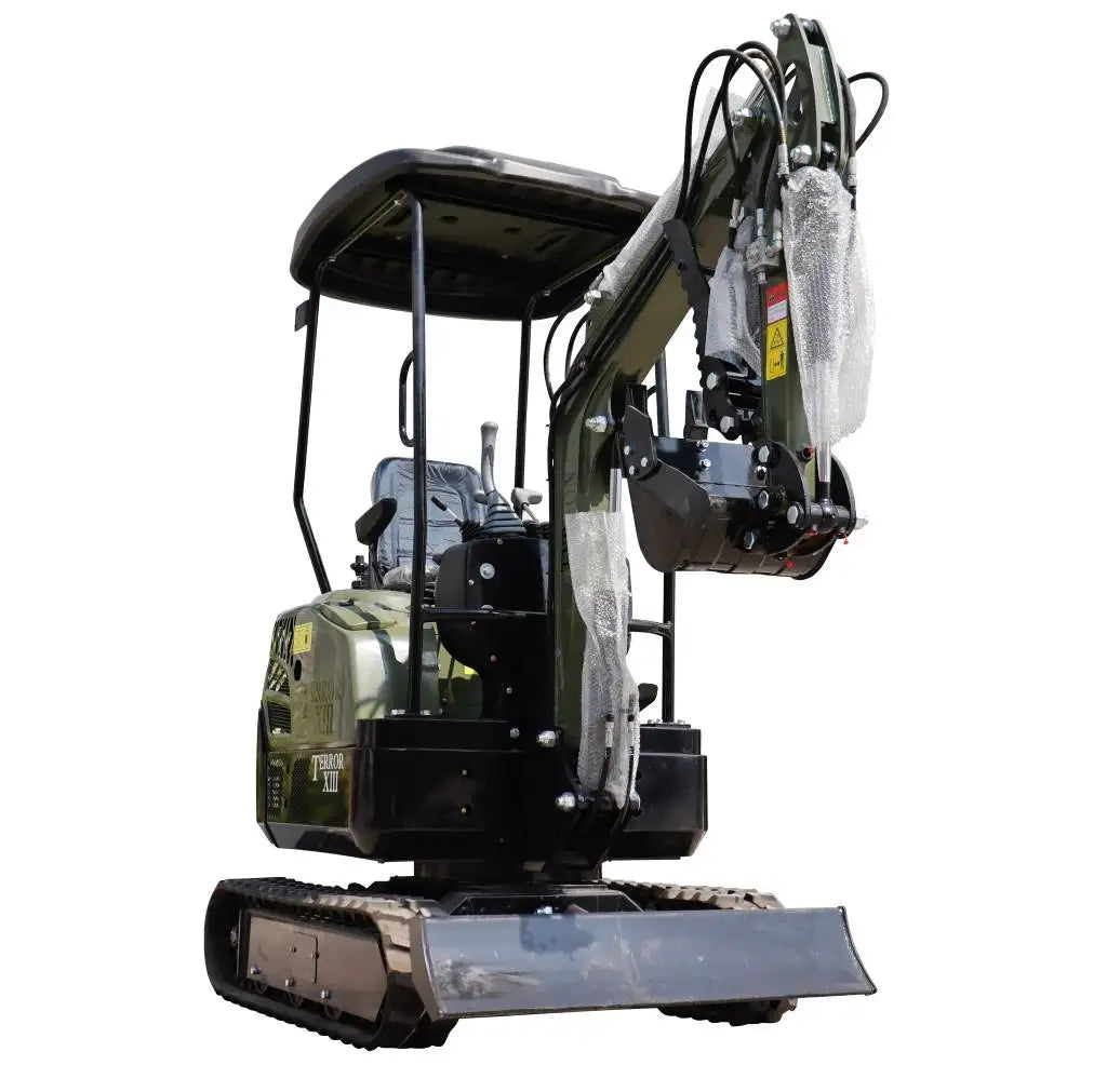 TYPHON TERROR XIII Mini Excavator – 1.3 Ton Trench Digger with Canopy, Hydraulic Thumb Clip, 13.5hp B&S Engine USA - 0