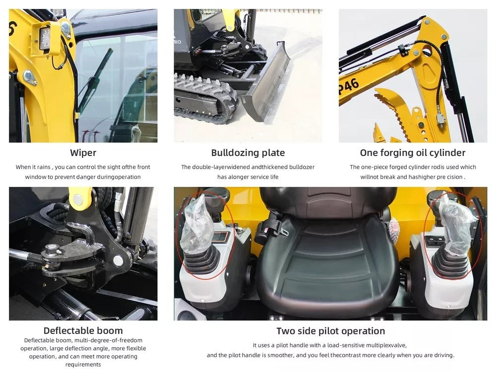 2 TON Mini Excavator Farm Small Digger EPA Engine Cab with 12 attachments