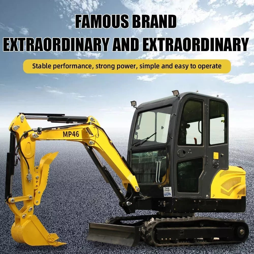 2 TON Mini Excavator Farm Small Digger EPA Engine Cab with 12 attachments