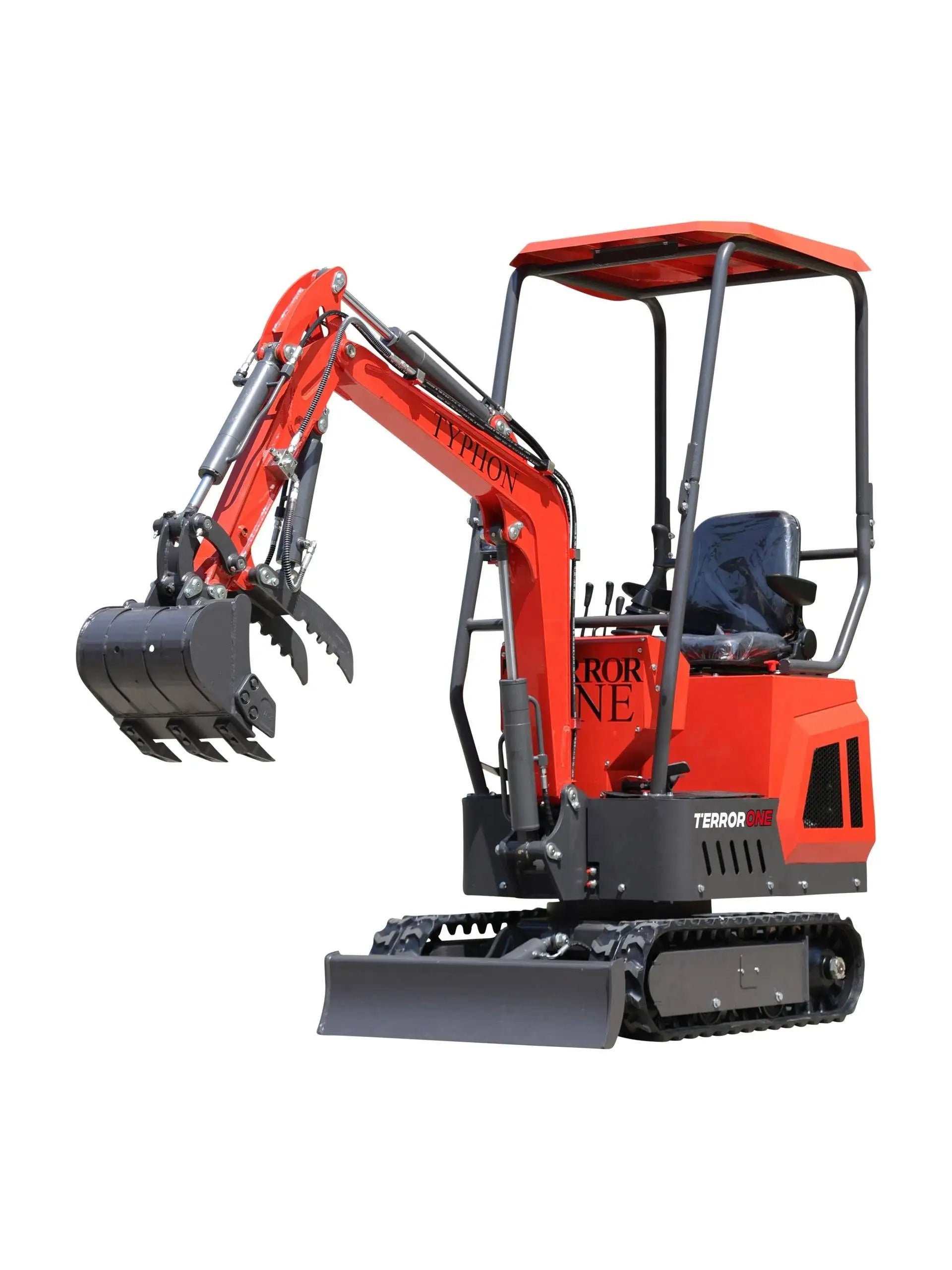 TYPHON TERROR ONE STORM Mini Excavator – 1 Ton Trench Digger with Canopy, Hydraulic Thumb Clip, Hydraulic Oil Cooler, 13.5hp B&S Engine USA - 0